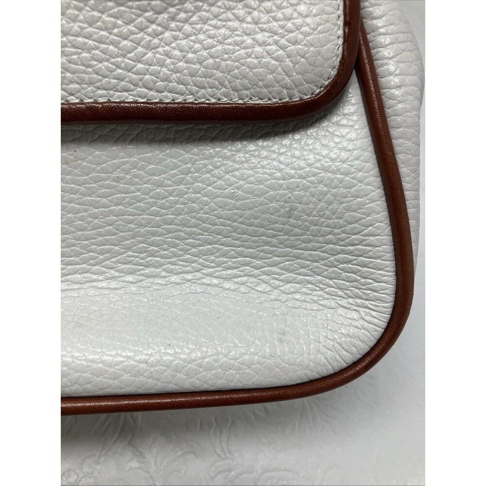 Etienne Aigner Crossbody Bag Purse White Brown Leather Pebbled Vintage - Picture 16 of 16